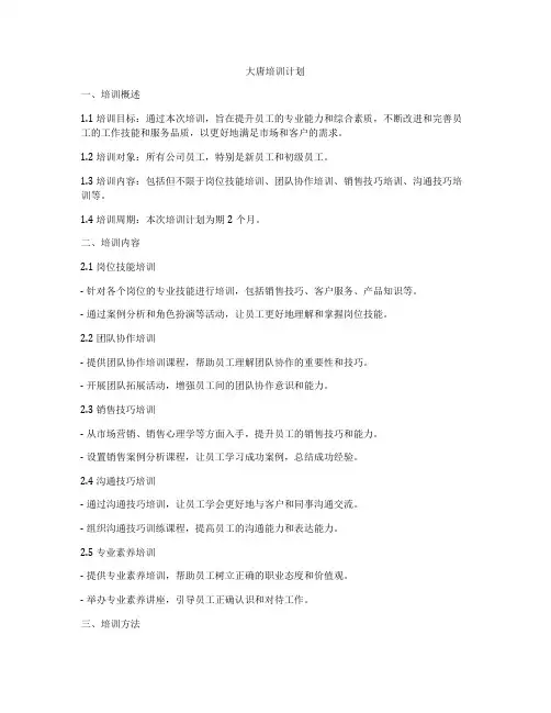 大唐培训计划
