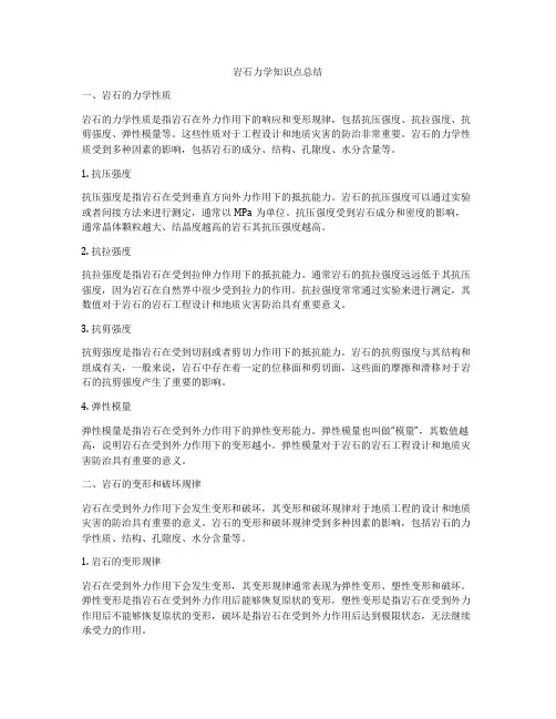 岩石力学知识点总结