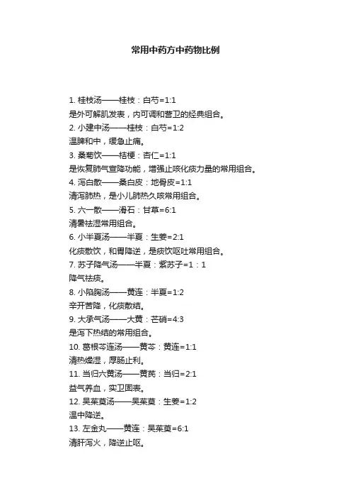 常用中药方中药物比例