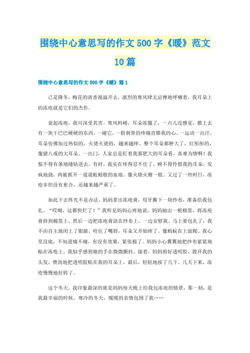 围绕中心意思写的作文500字《暖》范文10篇