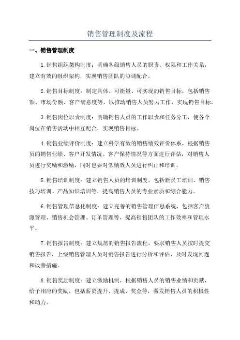 销售管理制度及流程
