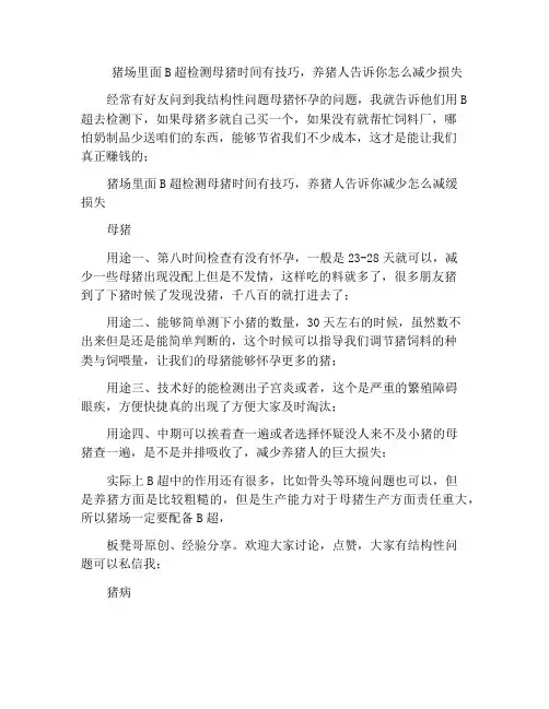 猪场里面B超检测母猪时间有技巧,养猪人告诉你怎么减少损失