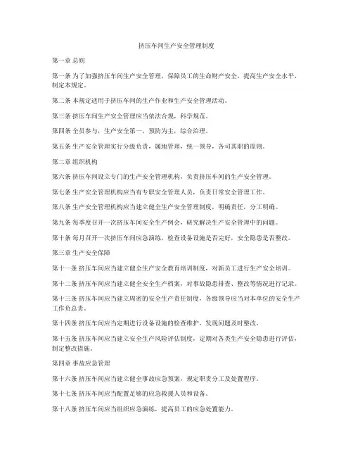 挤压车间生产安全管理制度