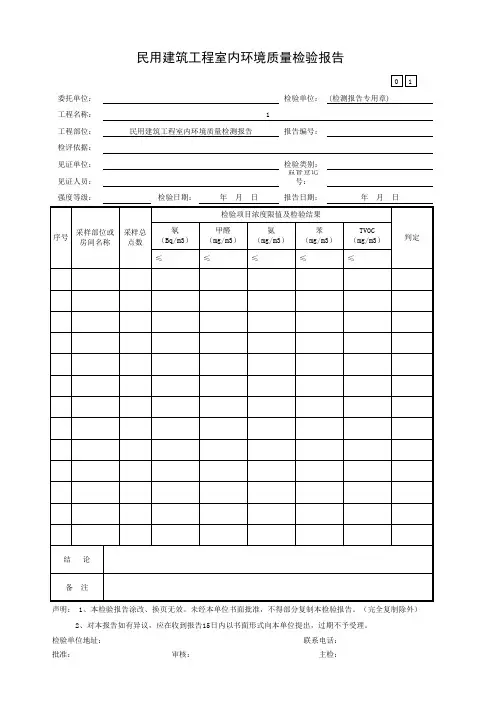民用建筑工程室内环境质量检测报告
