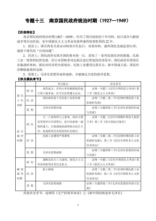 专题十三  南京国民政府统治时期(1927--1949)教师