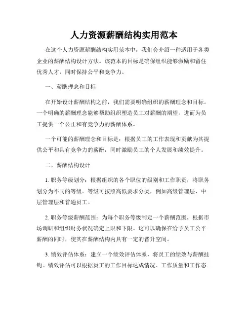 人力资源薪酬结构实用范本