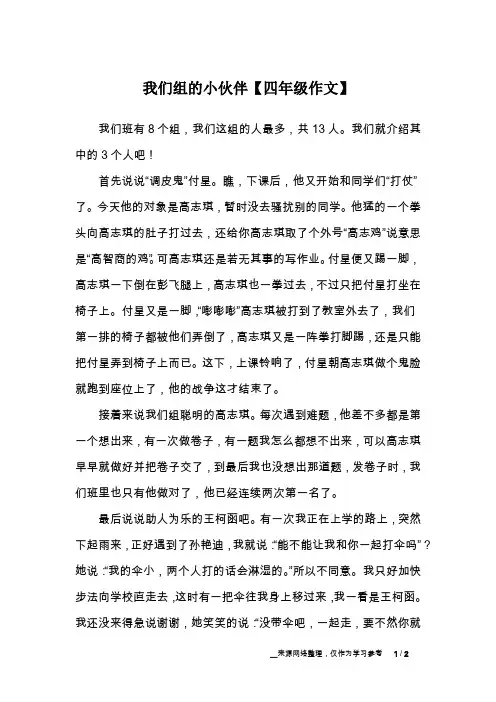 我们组的小伙伴【四年级作文】
