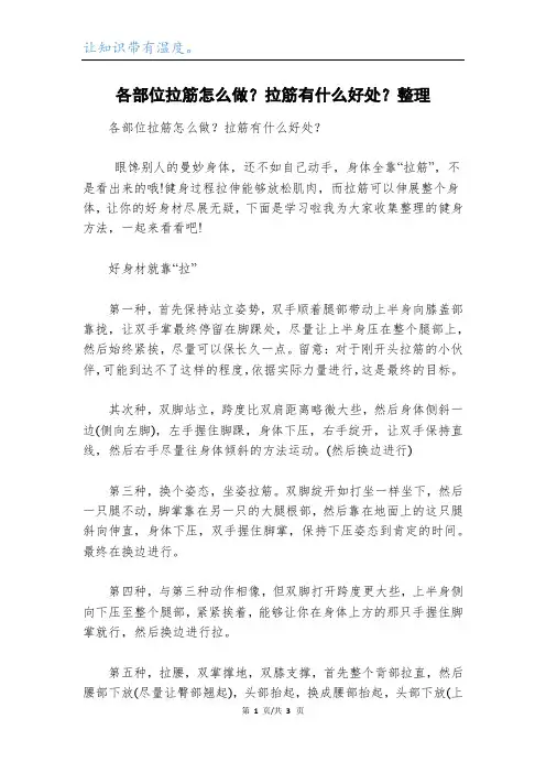各部位拉筋怎么做？拉筋有什么好处？整理