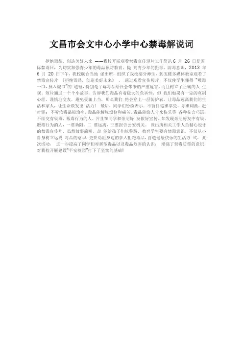 文昌市会文中心小学中心禁毒解说词