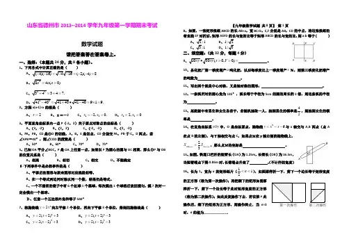 山东省德州市2013-2014学年九年级第一学期期末考试数学试题