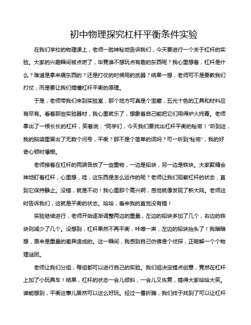 初中物理探究杠杆平衡条件实验