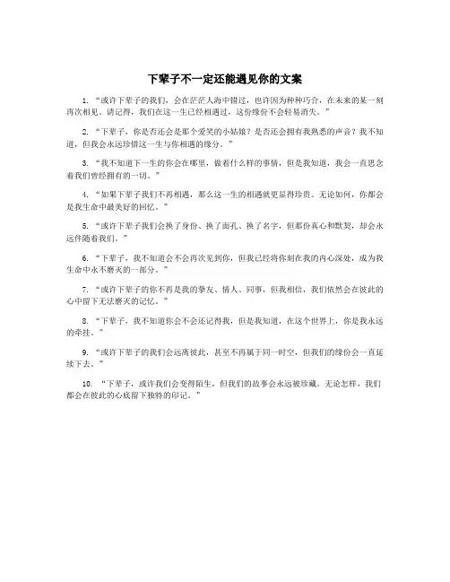 下辈子不一定还能遇见你的文案