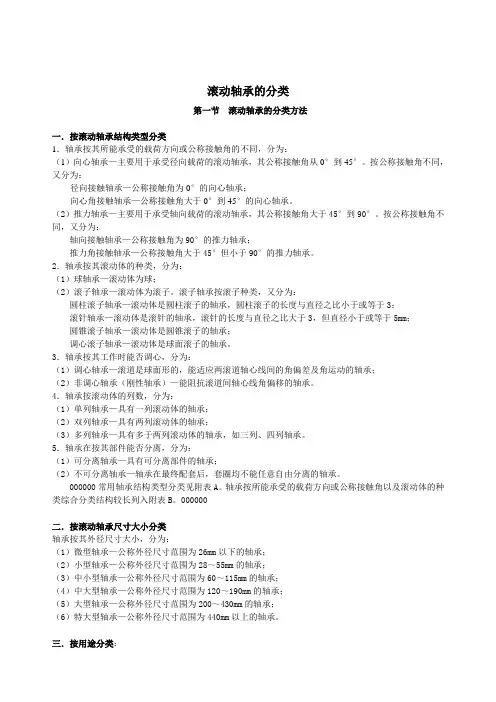 滚动轴承的分类