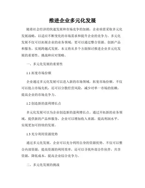 推进企业多元化发展