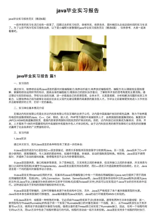 java毕业实习报告