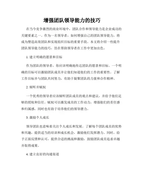 增强团队领导能力的技巧