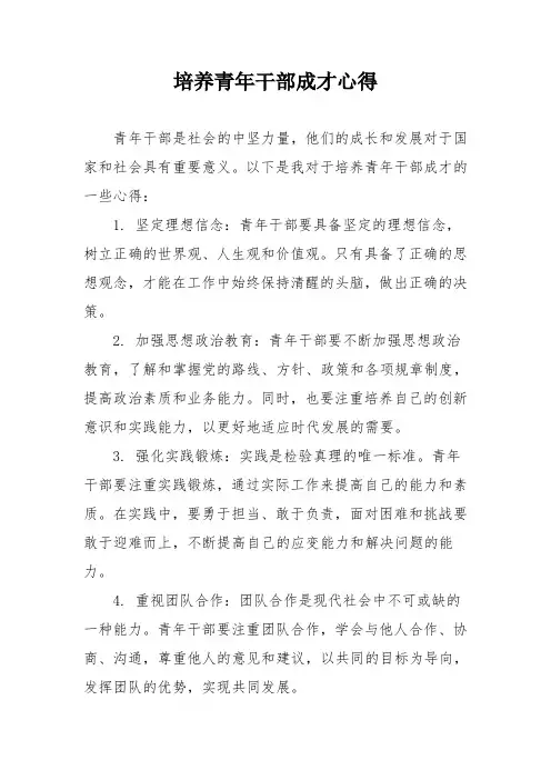 培养青年干部成才心得
