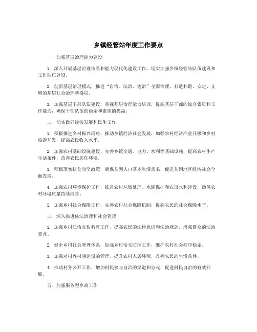乡镇经管站年度工作要点
