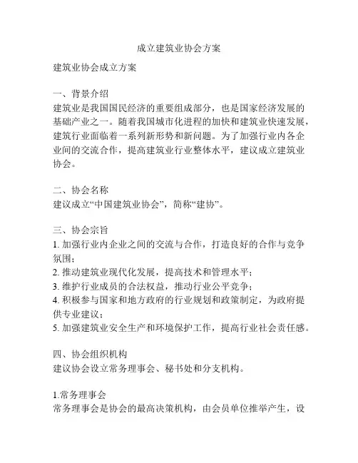 成立建筑业协会方案