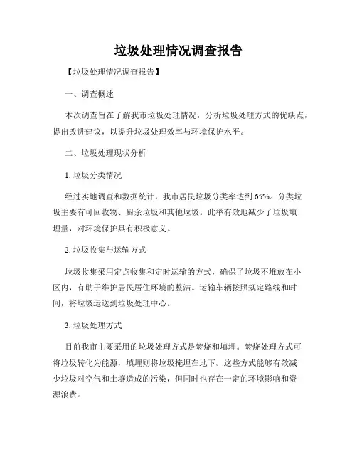 垃圾处理情况调查报告