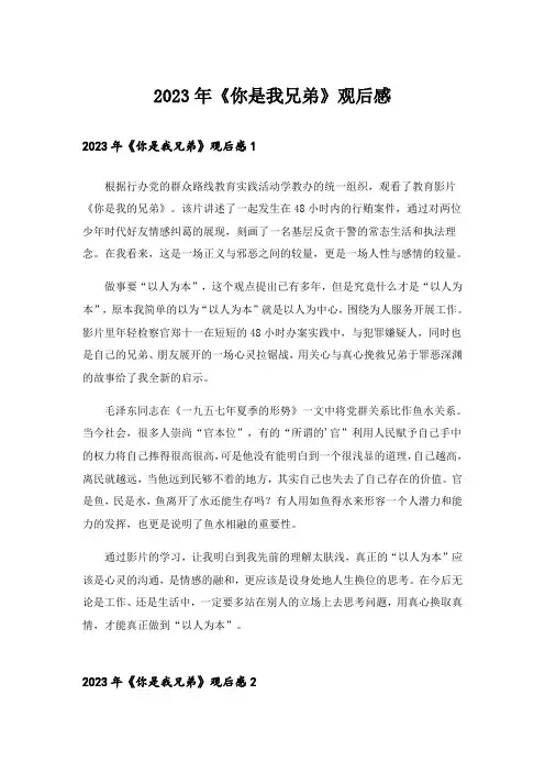 2023年《你是我兄弟》观后感