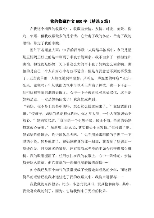 我的收藏作文600字(精选5篇)精编