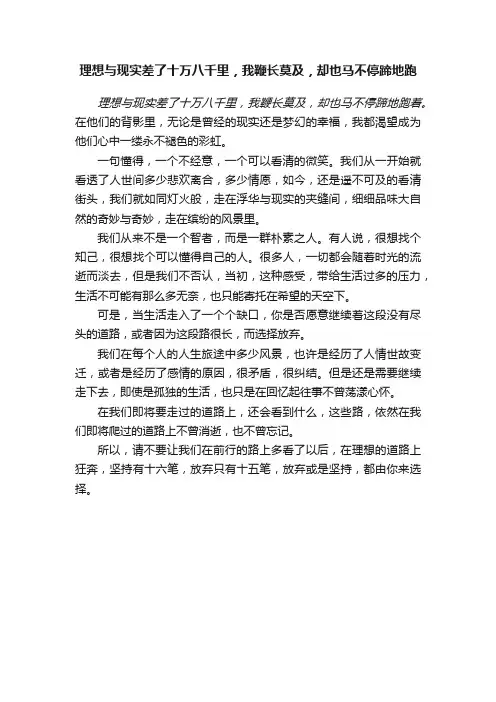 理想与现实差了十万八千里，我鞭长莫及，却也马不停蹄地跑