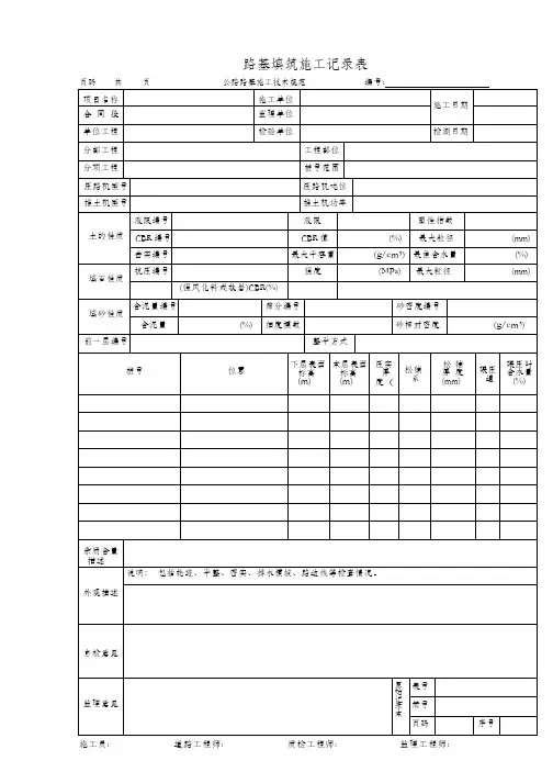 路基填筑施工记录表