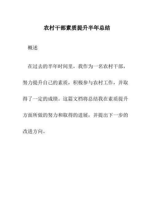 农村干部素质提升半年总结