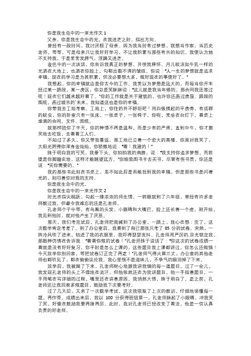 你是我生命中的一束光作文