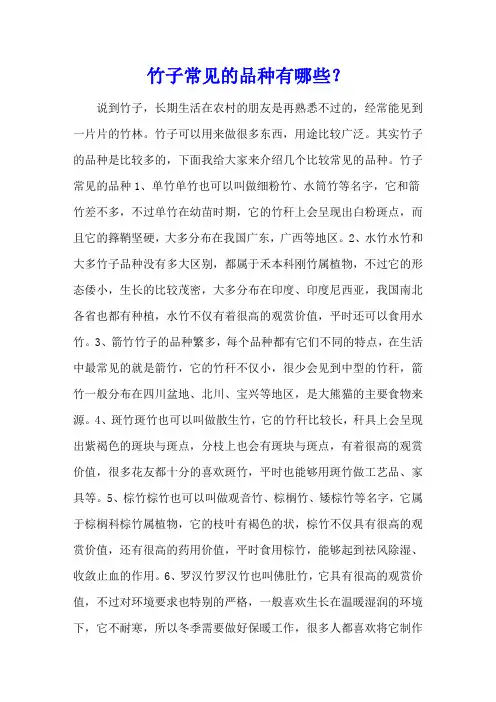 竹子常见的品种有哪些？