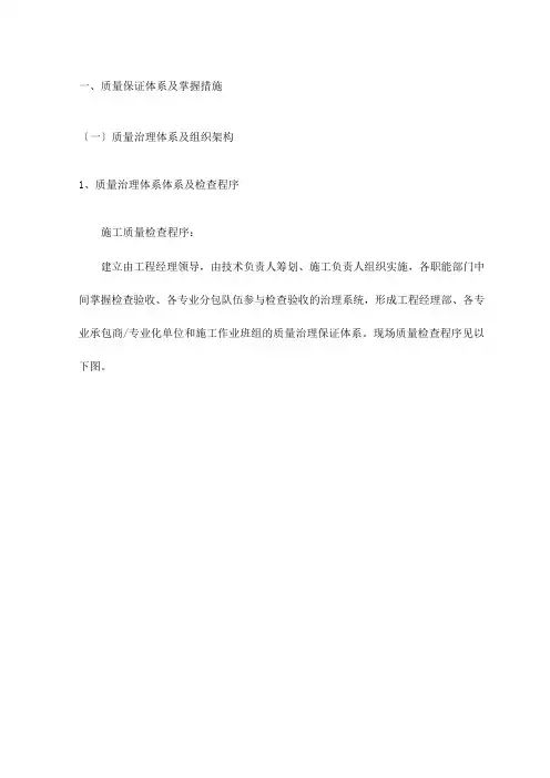 质量保证体系及控制措施