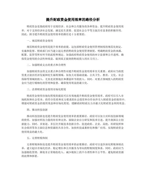 提升财政资金使用效率的路径分析