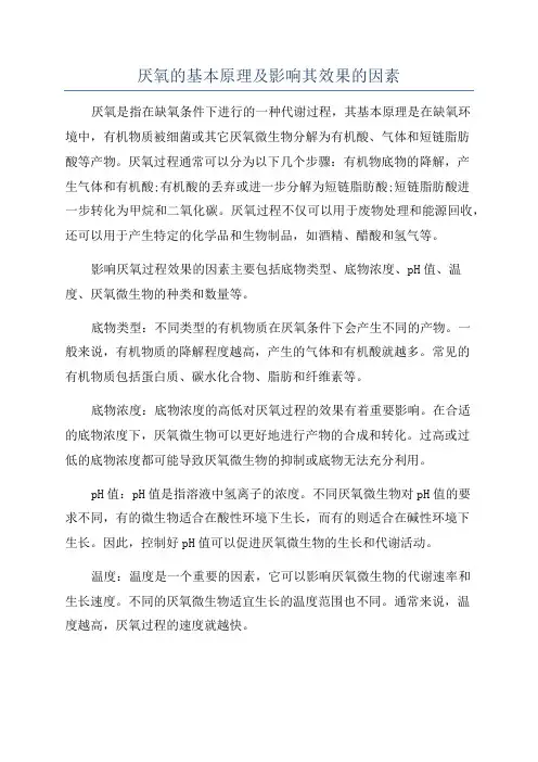 厌氧的基本原理及影响其效果的因素