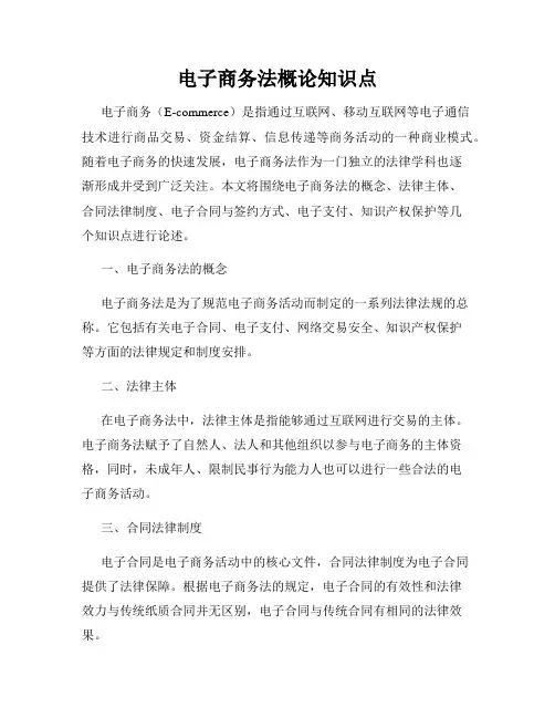 电子商务法概论知识点