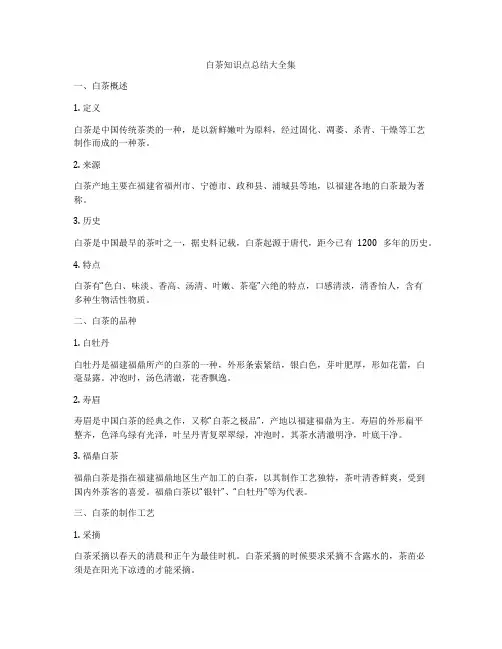 白茶知识点总结大全集
