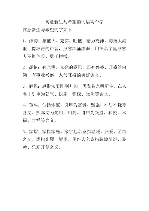 寓意新生与希望的词语两个字