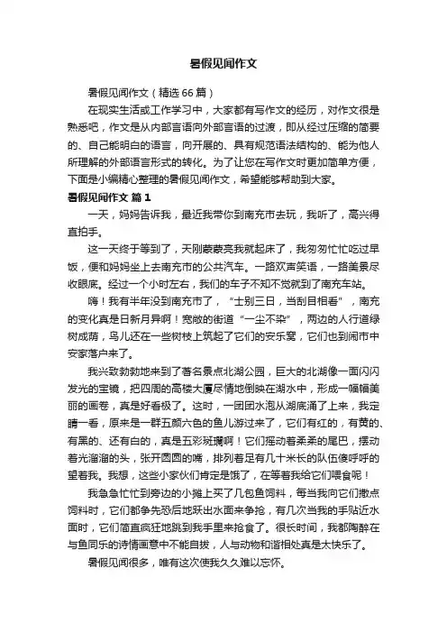 暑假见闻作文(精选66篇)