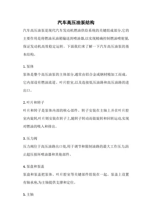 汽车高压油泵结构
