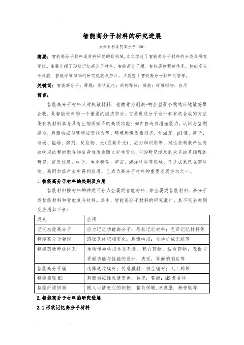 智能高分子材料的研究进展