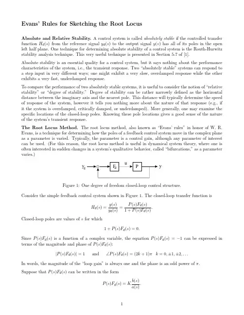 Evans ’ Rules for Sketching the Root Locus