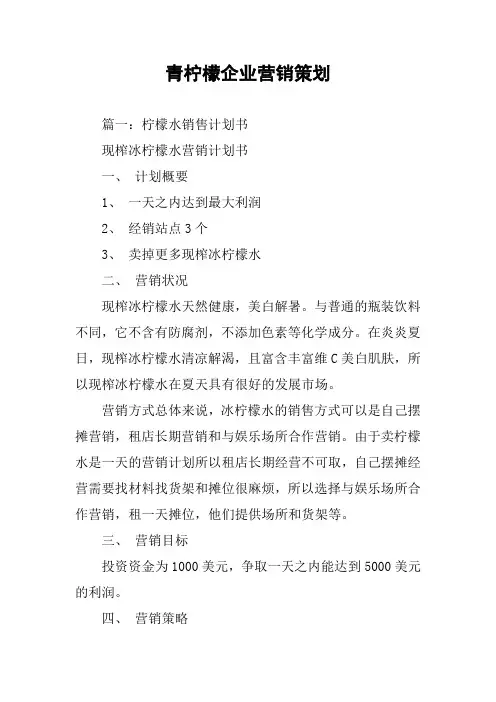 青柠檬企业营销策划