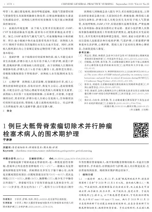 1例巨大骶骨脊索瘤切除术并行肿瘤栓塞术病人的围术期护理