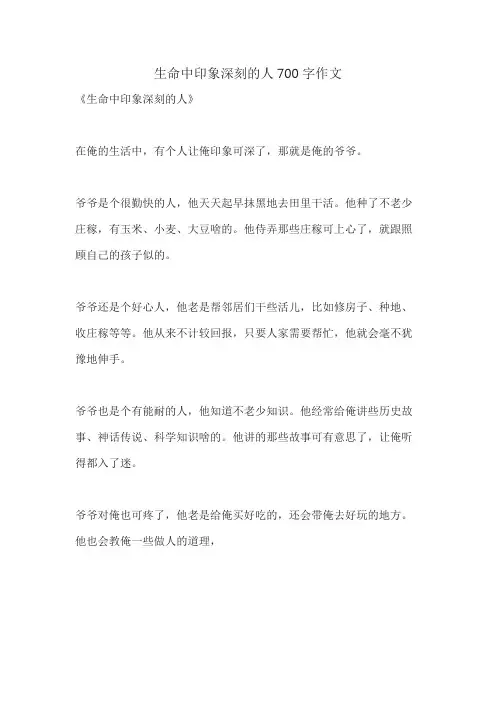 生命中印象深刻的人700字作文