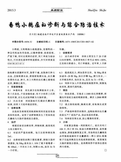 番鸭小鹅瘟的诊断与综合防治技术