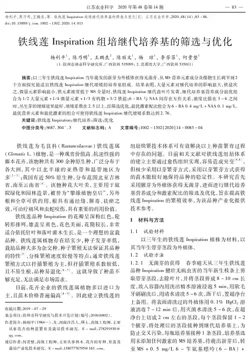 铁线莲Inspiration组培继代培养基的筛选与优化