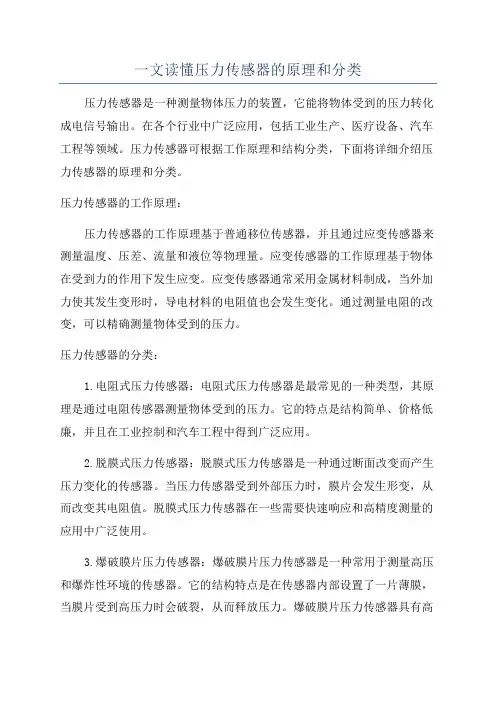 一文读懂压力传感器的原理和分类