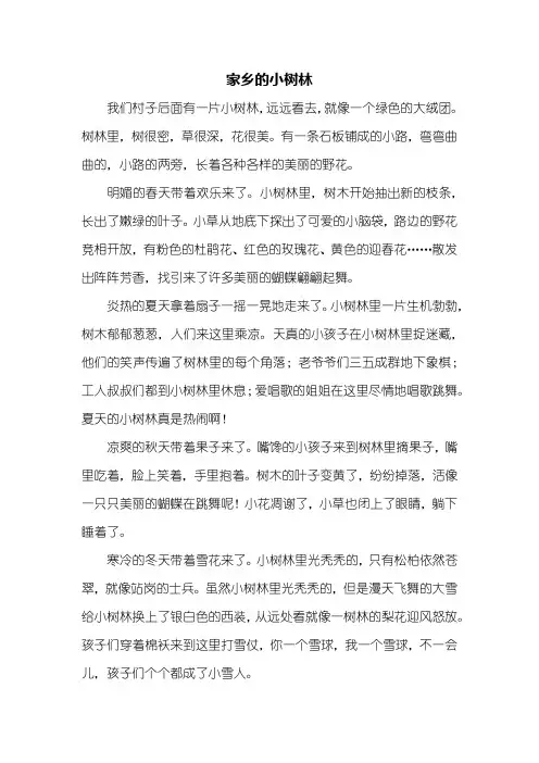 三年级作文：家乡的小树林作文600字
