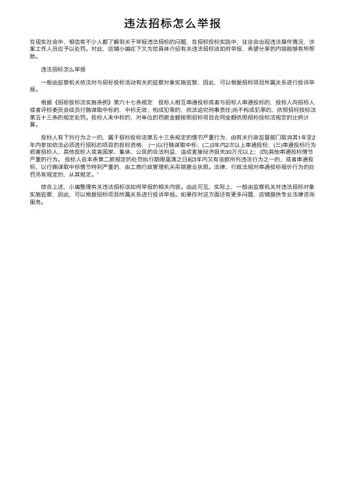 违法招标怎么举报
