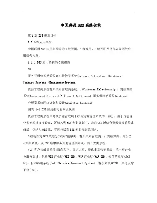 中国联通BSS系统架构